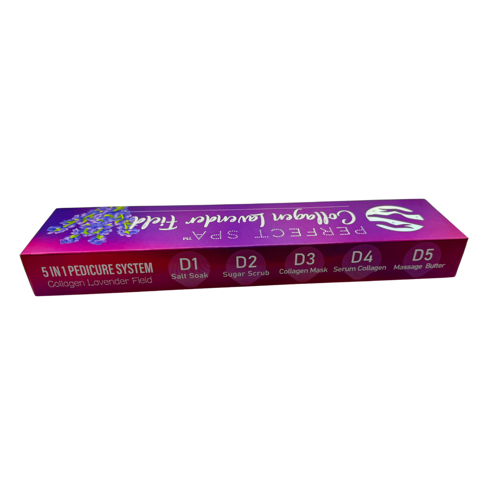 Perfect Spa Collagen Lavender Field – 5-in-1 Pedicure Kit (Box of 50) | Calming Aromatherapy Collagen Pedicure