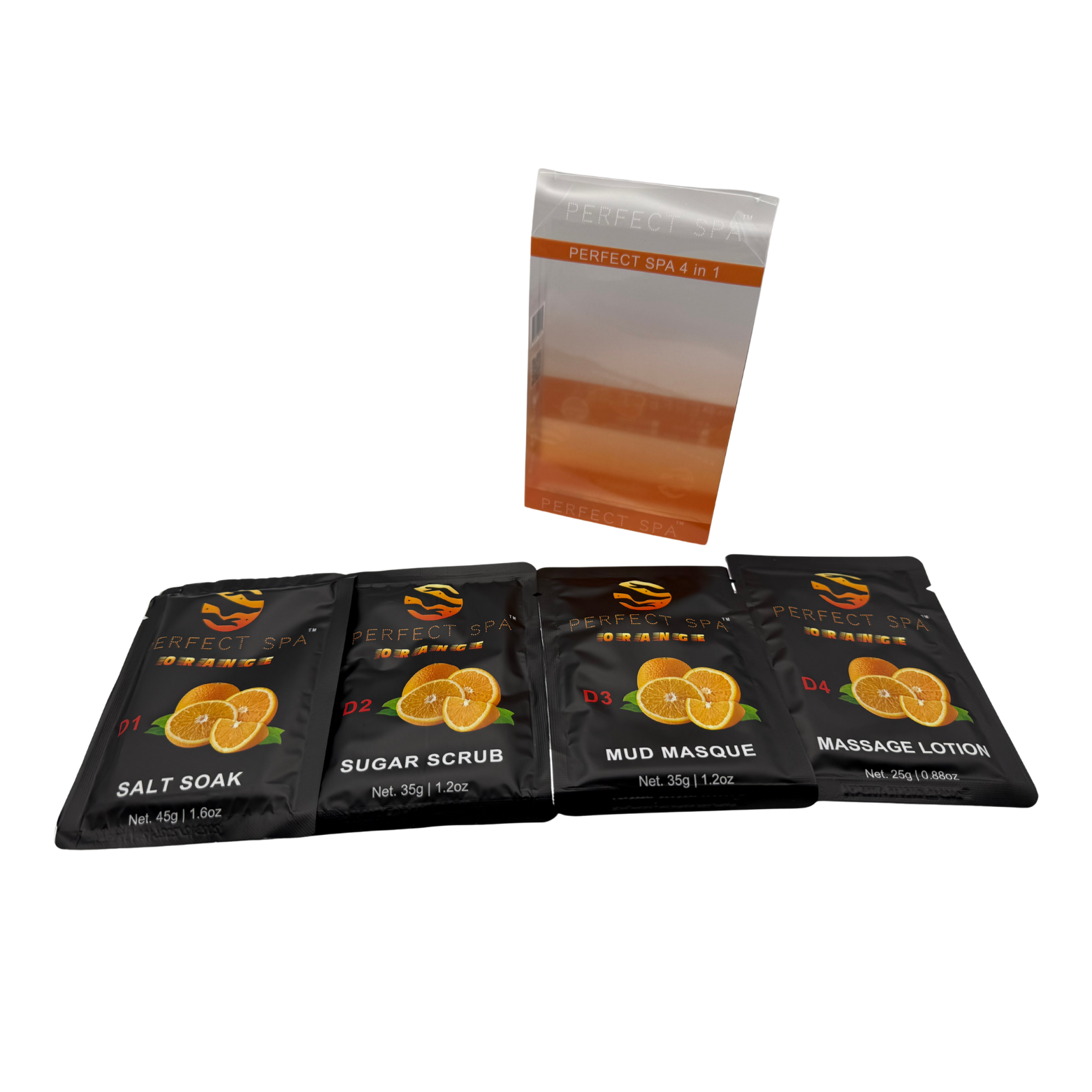 Perfect Spa Orange 4-Step Pedicure Kit – Box of 50 | Energizing Citrus Pedicure System