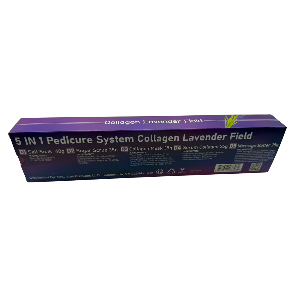 Perfect Spa Collagen Lavender Field – 5-in-1 Pedicure Kit (Box of 50) | Calming Aromatherapy Collagen Pedicure