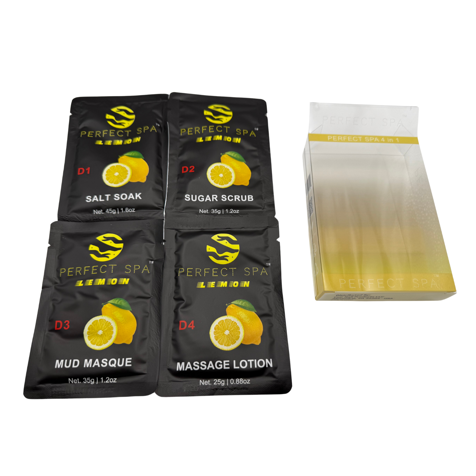 Perfect Spa Lemon 4-Step Pedicure Kit – Box of 50 | Fresh & Clean Citrus Pedicure