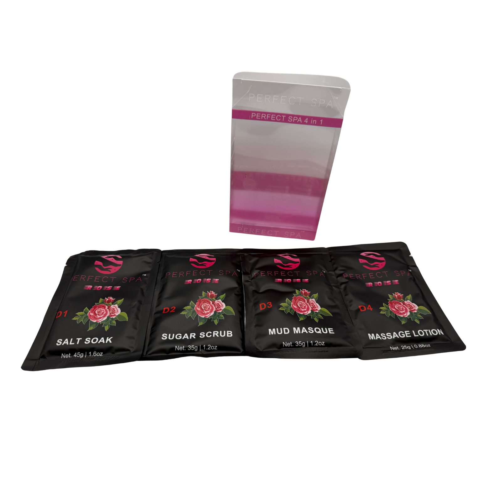Perfect Spa Rose 4-Step Pedicure Kit – Box of 50 | Hydrating Floral Pedicure