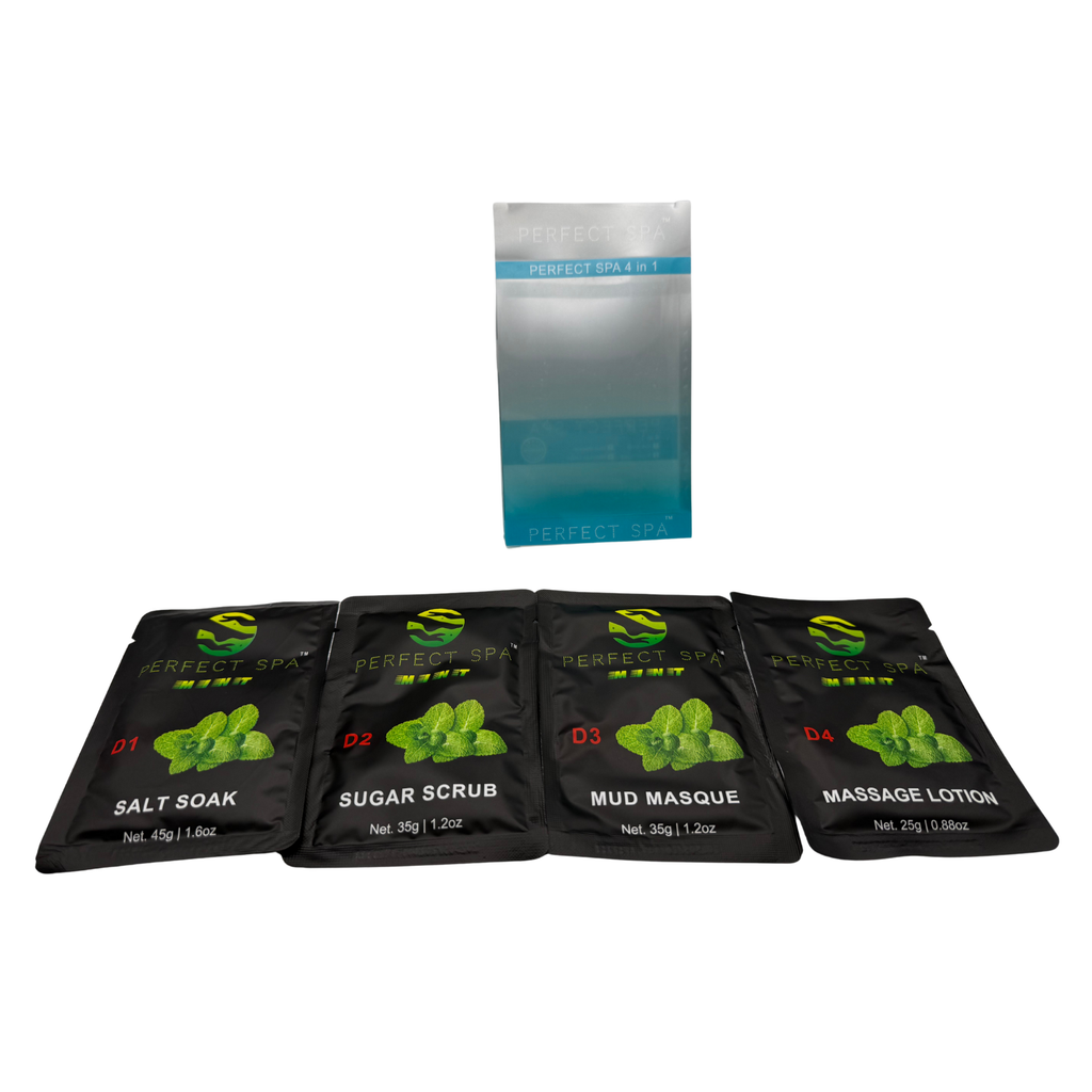 Perfect Spa Mint 4-Step Pedicure Kit – Box of 50 | Invigorating Cooling Pedicure