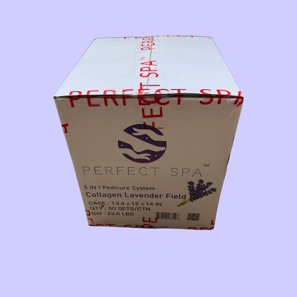 Perfect Spa Collagen Lavender Field – 5-in-1 Pedicure Kit (Box of 50) | Calming Aromatherapy Collagen Pedicure