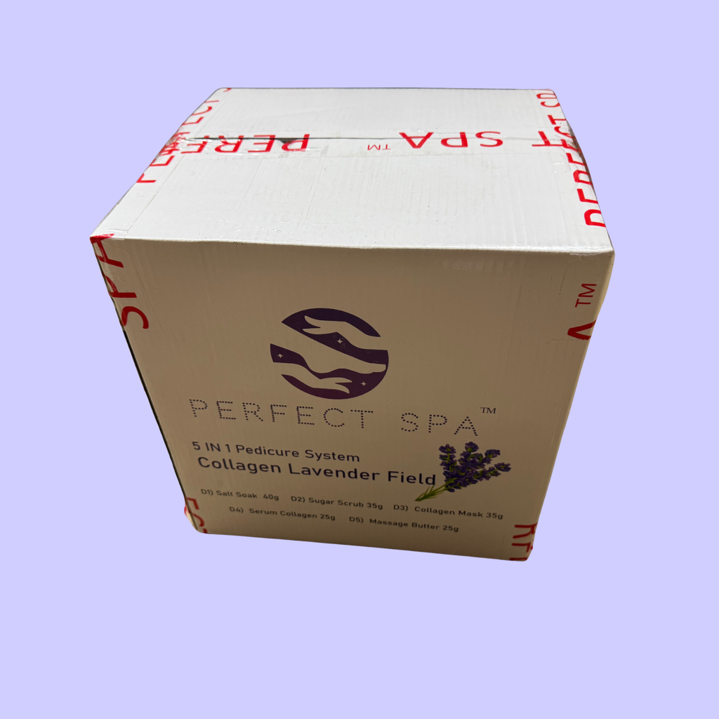 Perfect Spa Collagen Lavender Field – 5-in-1 Pedicure Kit (Box of 50) | Calming Aromatherapy Collagen Pedicure