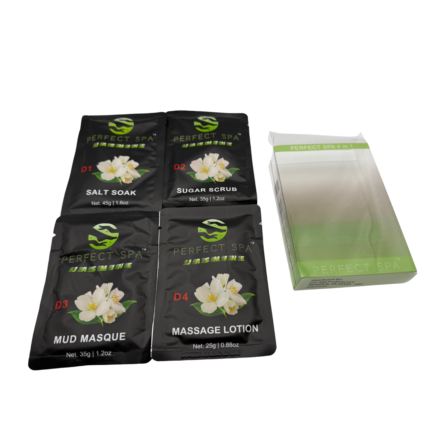 Perfect Spa Jasmine 4-Step Pedicure Kit – Box of 50 | Soft, Floral & Relaxing Pedicure