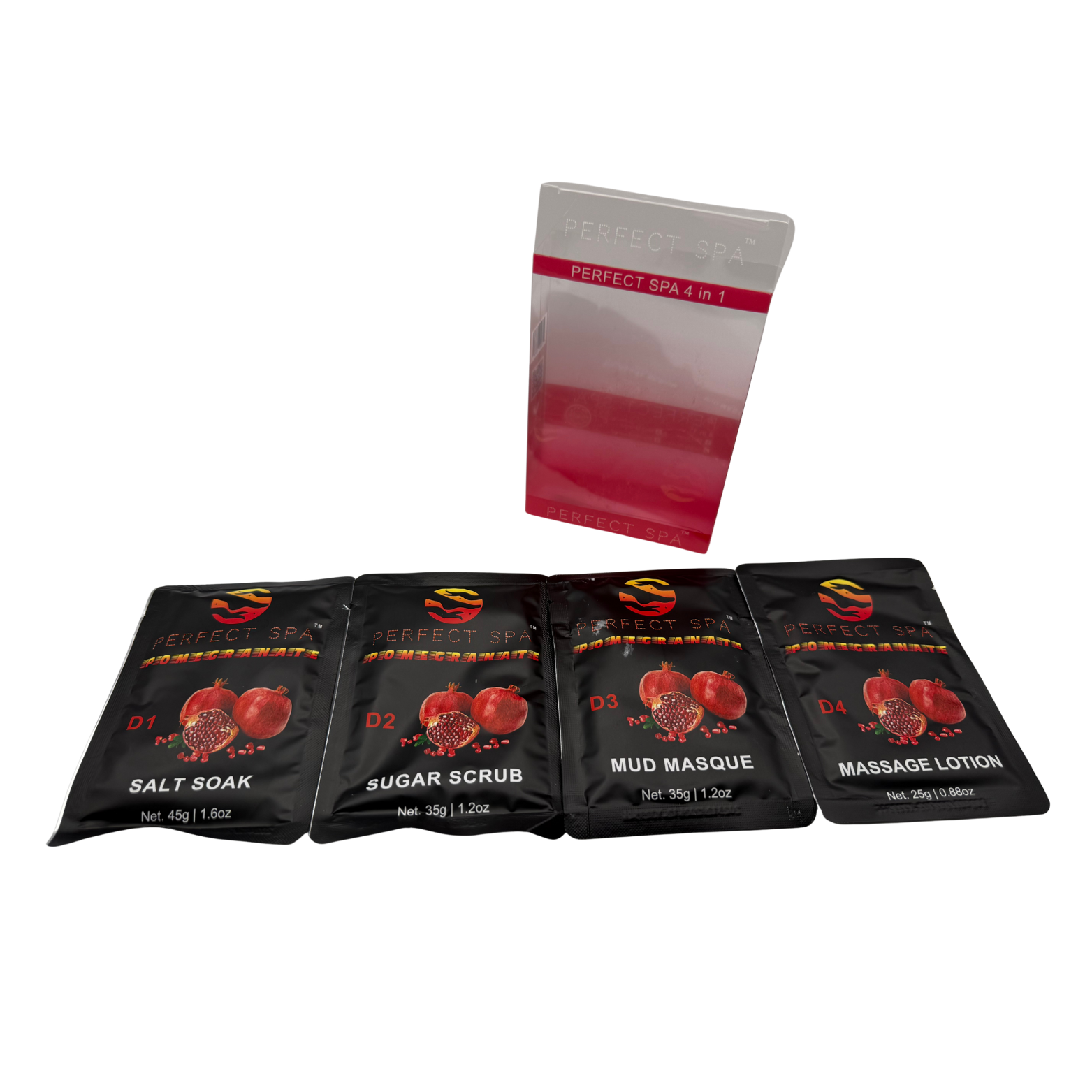 Perfect Spa Pomegranate 4-Step Pedicure Kit – Box of 50 | Brightening & Revitalizing Pedicure Treatment