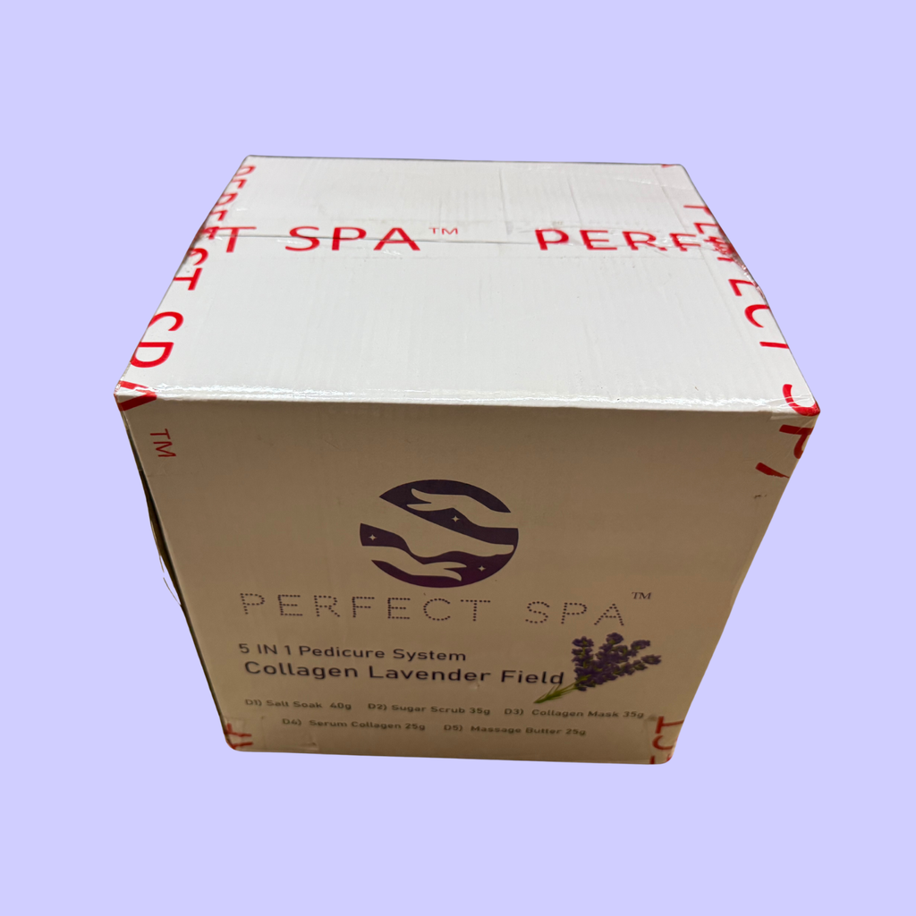 Perfect Spa Collagen Lavender Field – 5-in-1 Pedicure Kit (Box of 50) | Calming Aromatherapy Collagen Pedicure