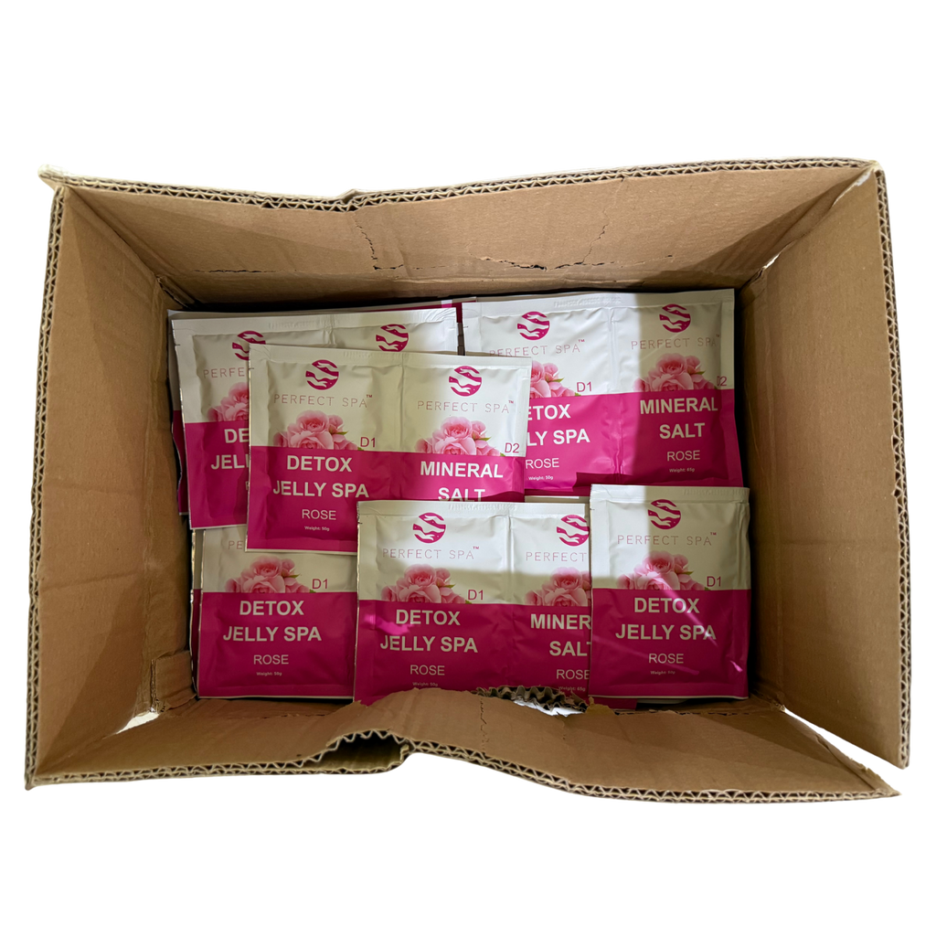 Perfect Spa Crystal Jelly Spa – Rose (Detox + Mineral Salt) – 100 Set Bulk Case