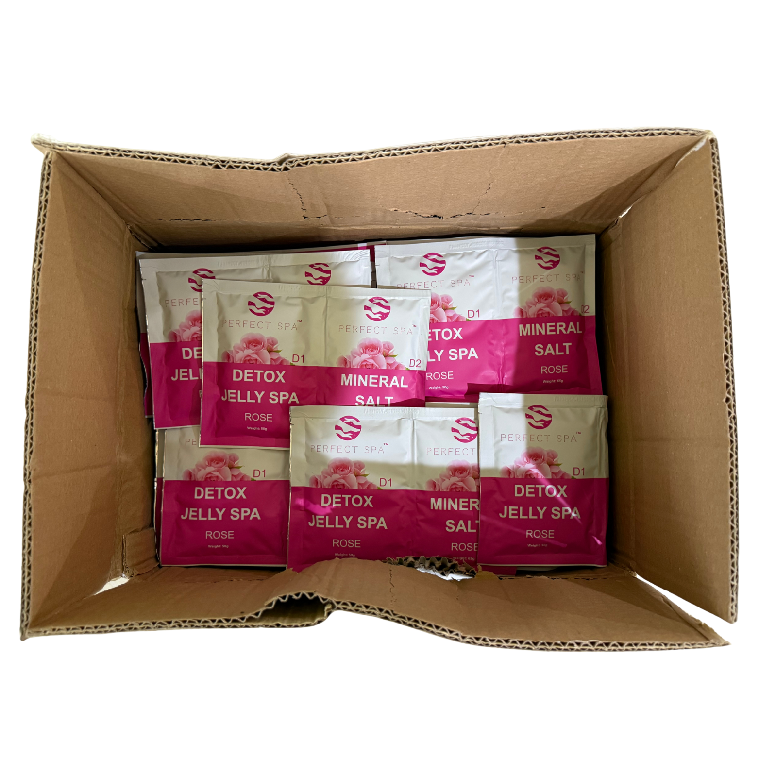 Perfect Spa Crystal Jelly Spa – Rose (Detox + Mineral Salt) – 100 Set Bulk Case