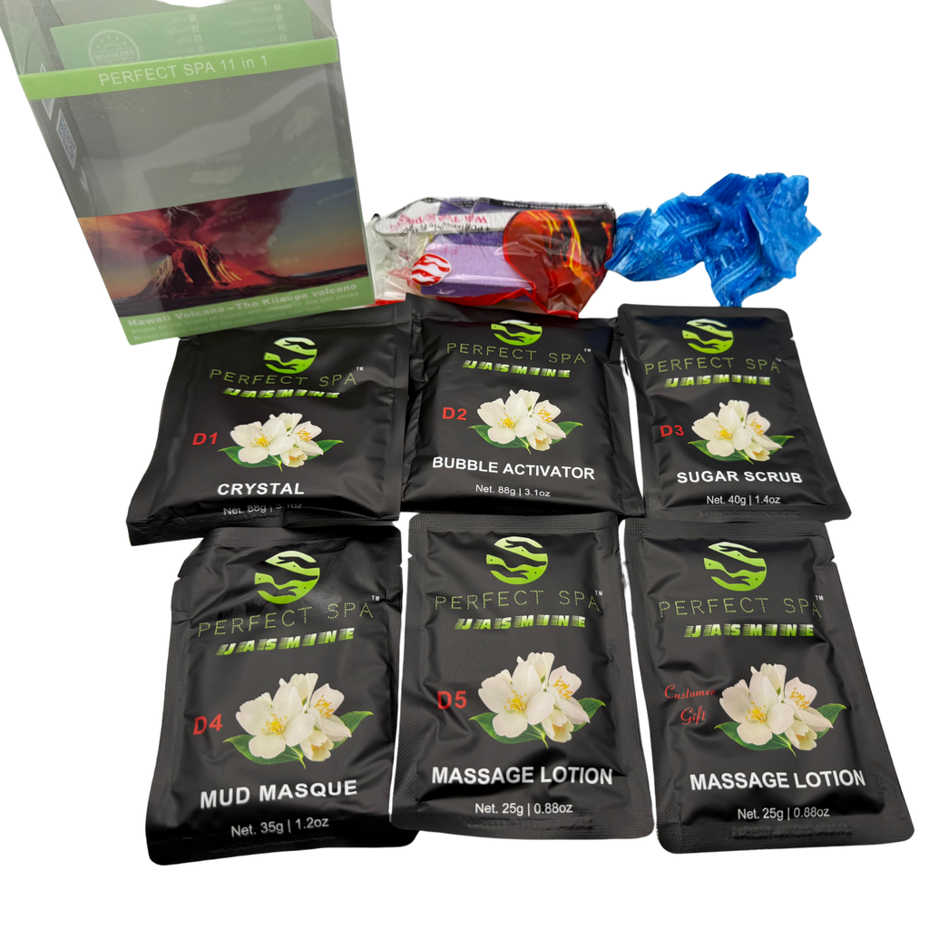Perfect Spa Hawaii Volcano - The Kilauea Volcano Jasmine 11-in-1 Pedicure Kit – Box of 36 | Soft Floral & Relaxing Bubble Spa