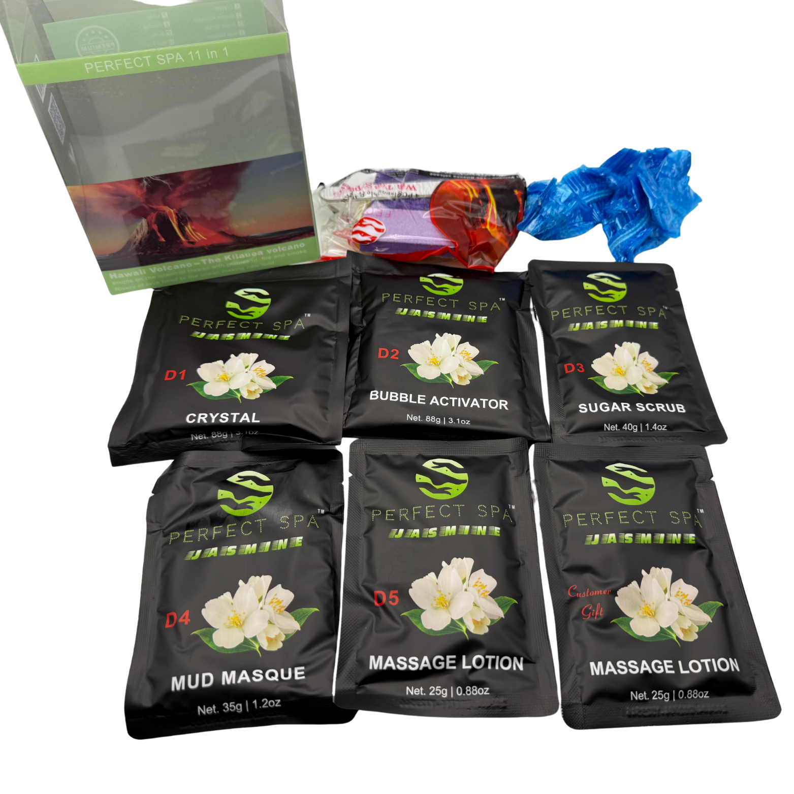 Perfect Spa Hawaii Volcano - The Kilauea Volcano Jasmine 11-in-1 Pedicure Kit – Box of 36 | Soft Floral & Relaxing Bubble Spa