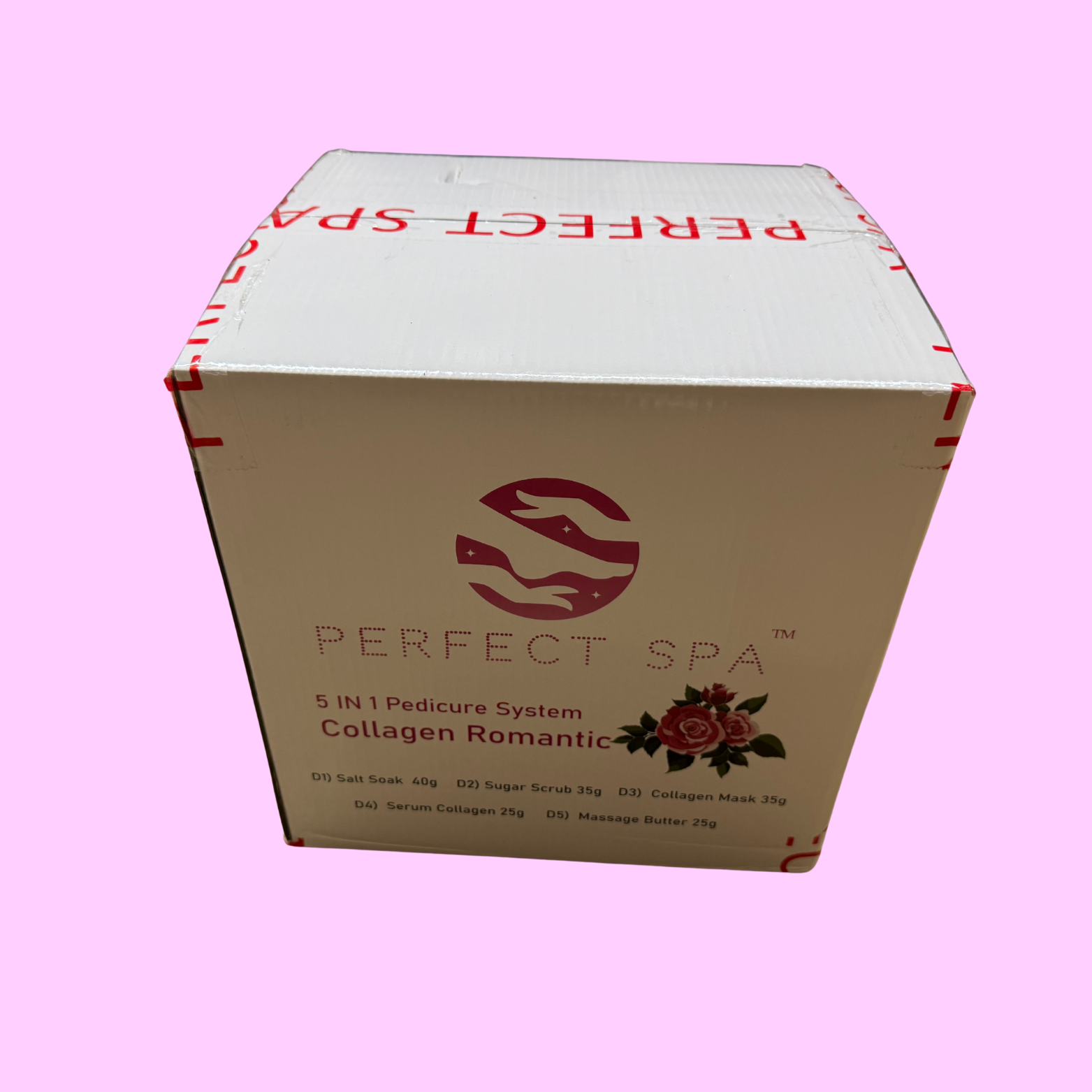 Perfect Spa Collagen Romantic – 5-in-1 Pedicure Kit (Box of 50) | Floral & Hydrating Collagen Pedicure