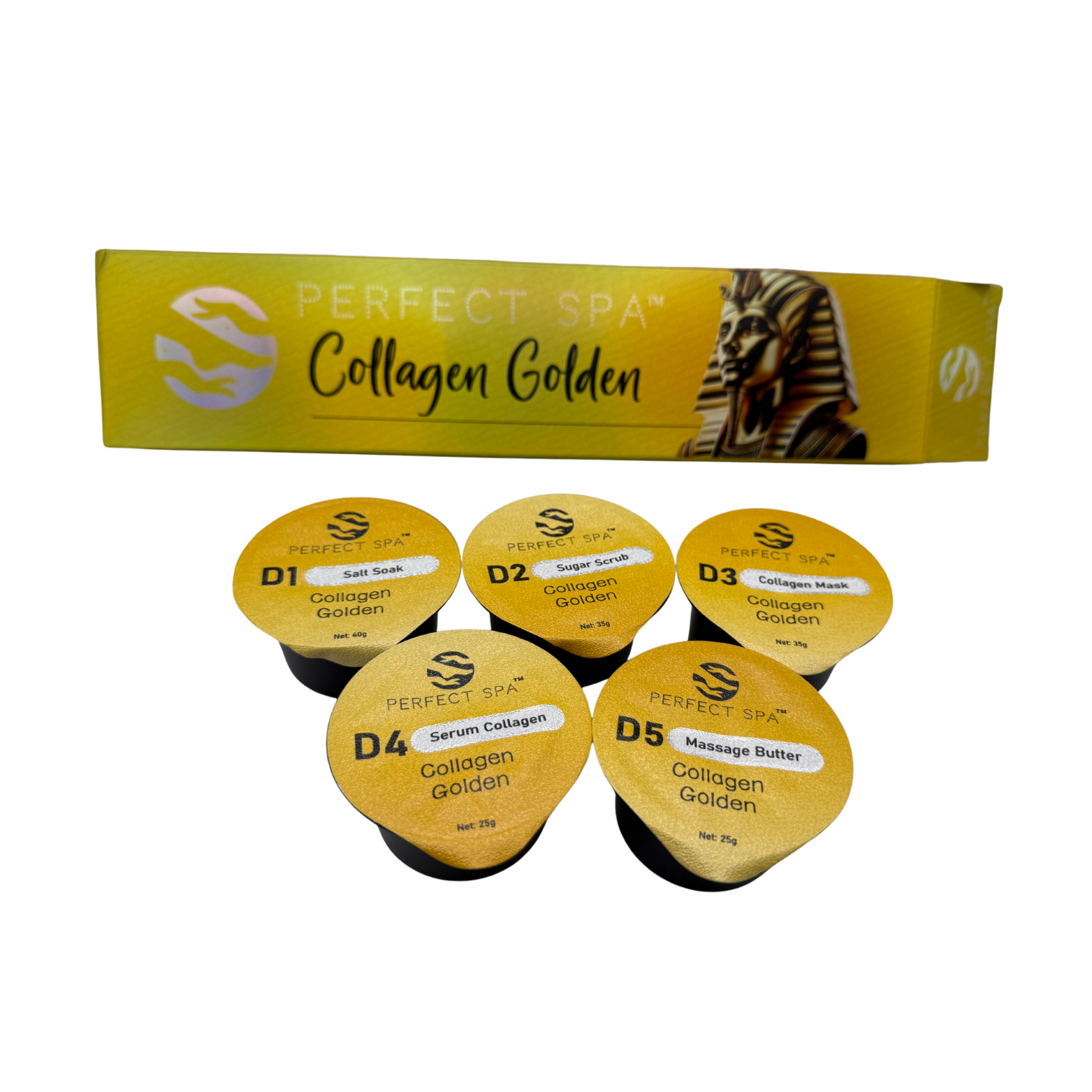 Perfect Spa Collagen Golden – 5-in-1 Pedicure Kit (Box of 50) | Radiance-Boosting Collagen Pedicure