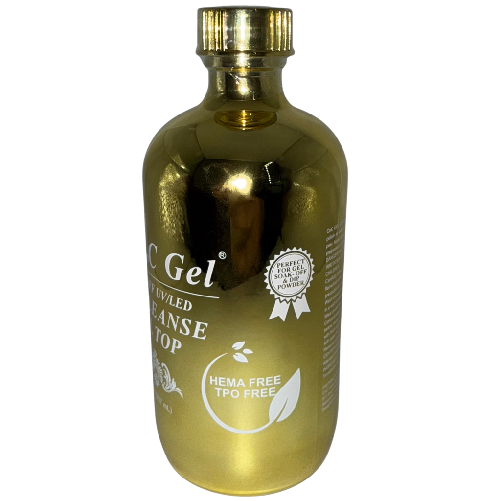 CnC Gel Top No Cleanse - HEMA/TPO-FREE - Soak-Off UV/LED – 8oz + 12 Free 0.5oz Bottles