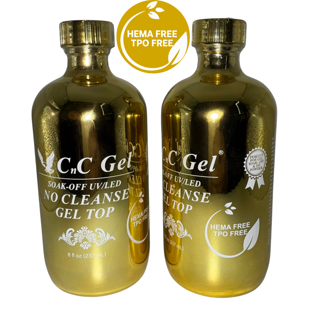 CnC Gel Top No Cleanse - HEMA/TPO-FREE - Soak-Off UV/LED – 8oz + 1 Free 8oz Bottle