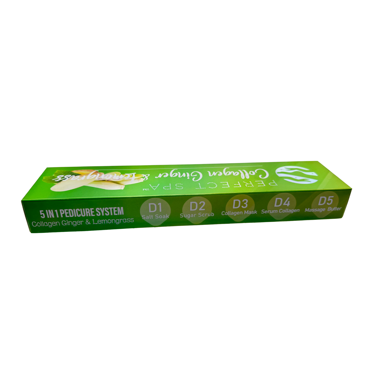 Perfect Spa Collagen Ginger & Lemongrass – 5-in-1 Pedicure Kit (Box of 50) | Refreshing & Detoxifying Collagen Pedicure