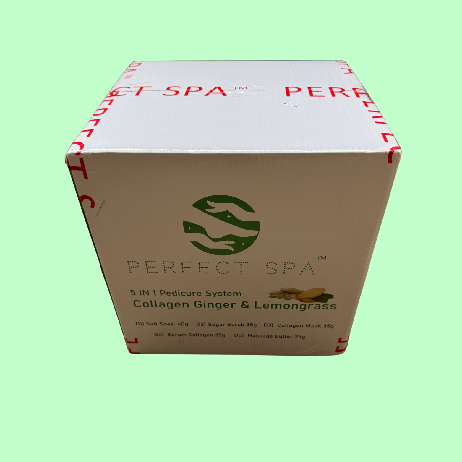 Perfect Spa Collagen Ginger & Lemongrass – 5-in-1 Pedicure Kit (Box of 50) | Refreshing & Detoxifying Collagen Pedicure