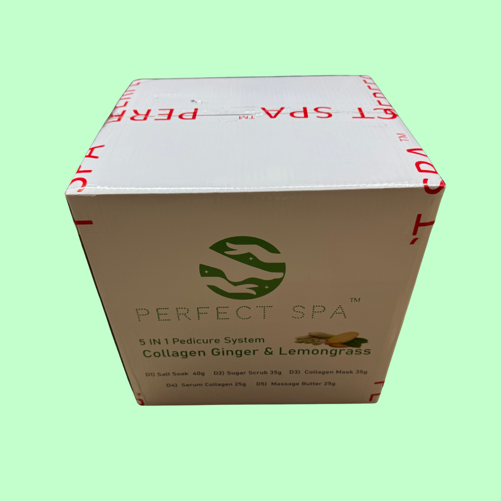 Perfect Spa Collagen Ginger & Lemongrass – 5-in-1 Pedicure Kit (Box of 50) | Refreshing & Detoxifying Collagen Pedicure