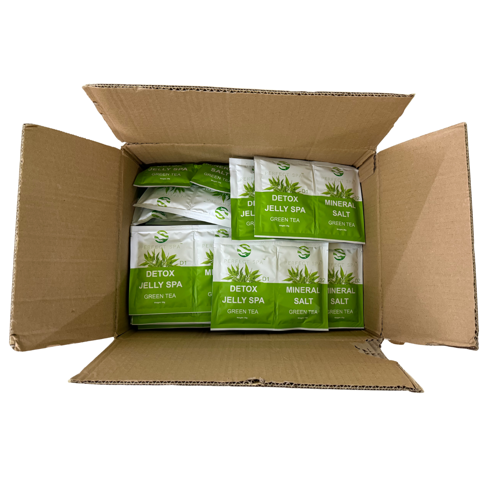 Perfect Spa Crystal Jelly Spa – Green Tea (Detox + Mineral Salt) – 100 Set Bulk Case