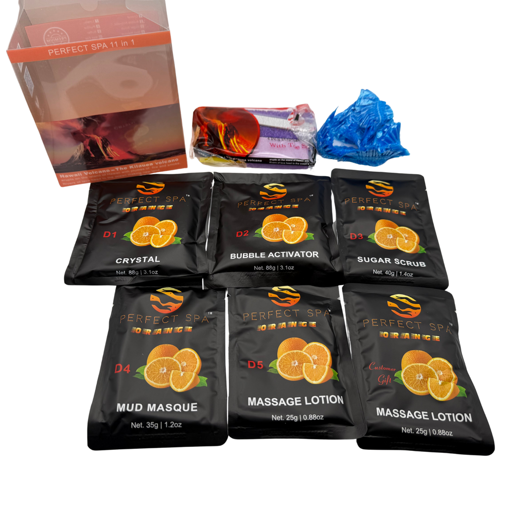 Perfect Spa Hawaii Volcano - The Kilauea Volcano Orange 11-in-1 Pedicure Kit – Box of 36 | Energizing Citrus Bubble Spa