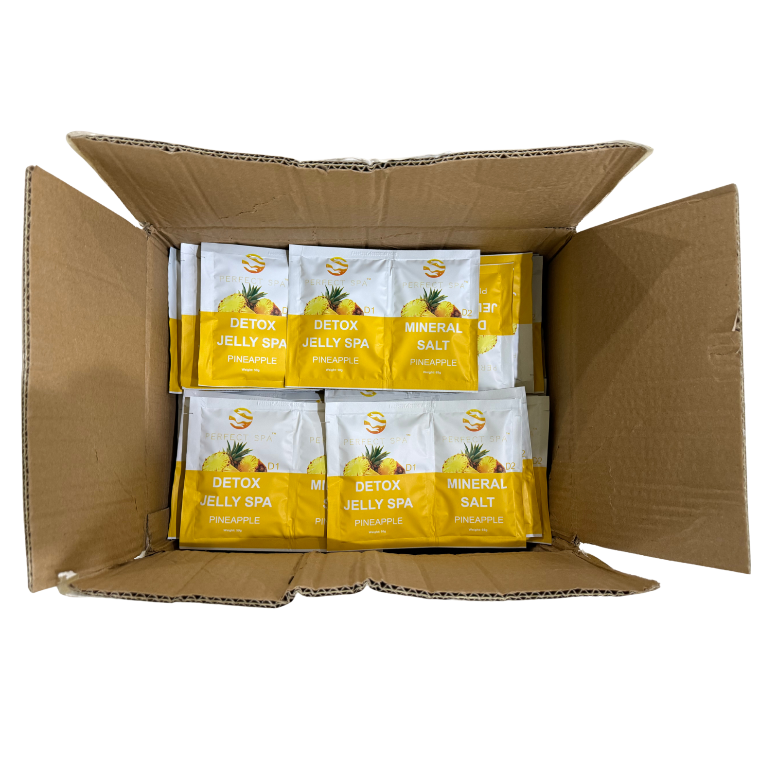 Perfect Spa Crystal Jelly Spa – Pineapple (Detox + Mineral Salt) – 100 Set Bulk Case