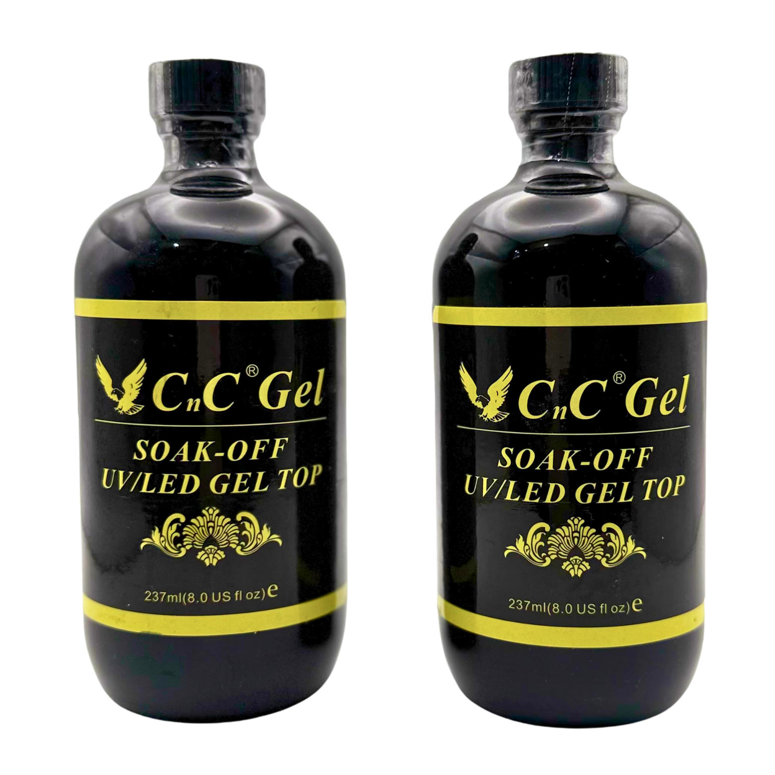 CnC Gel Top Coat (Must Clean w/Alcohol) - Soak-Off UV/LED – 8oz + 1 Free 8oz Bottle