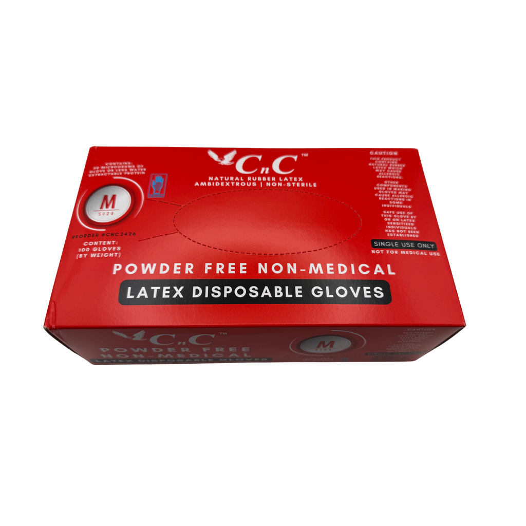 CnC Gloves – Medium Powder-Free Latex Disposable Gloves