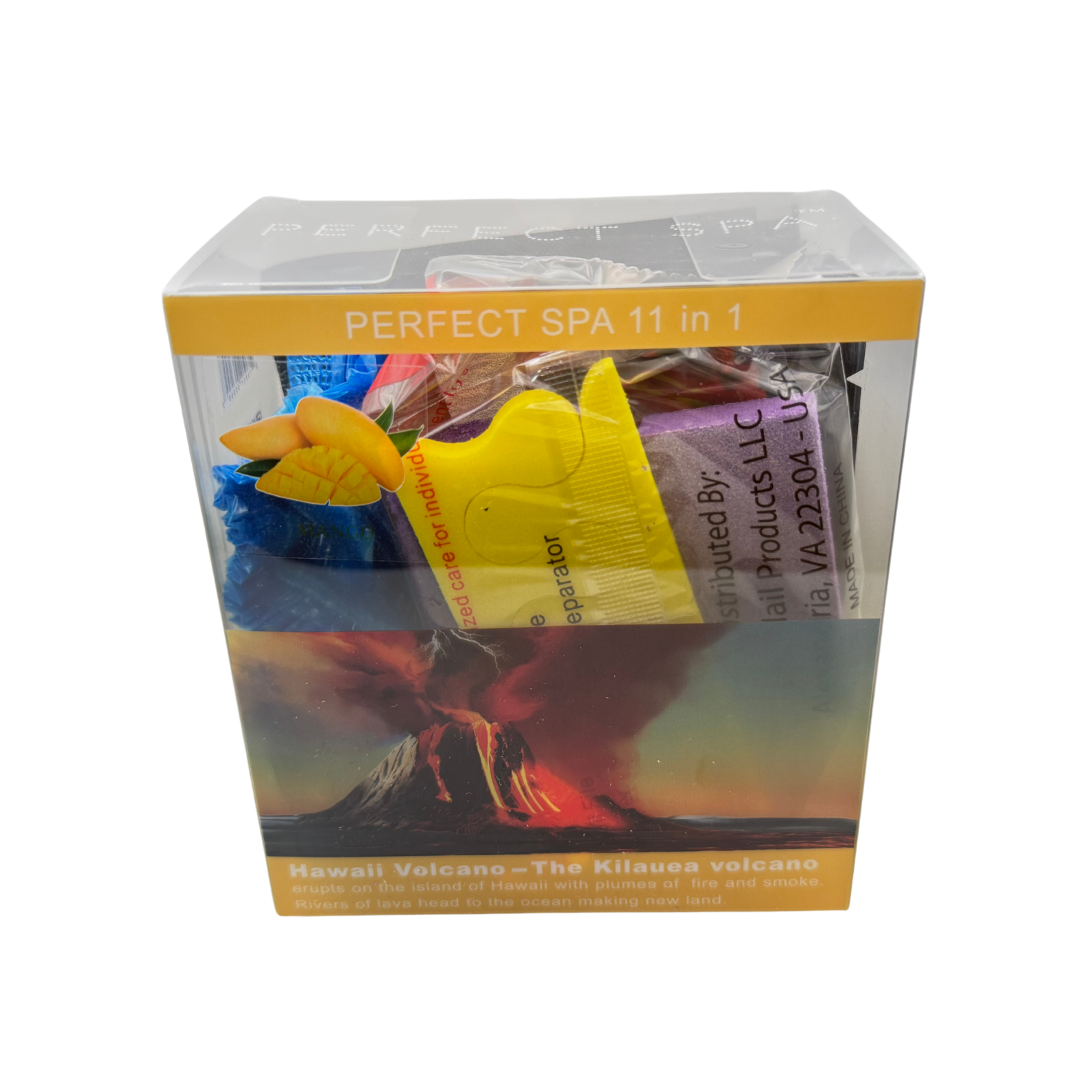 Perfect Spa Hawaii Volcano - The Kilauea Volcano Mango 11-in-1 Pedicure Kit – Box of 36 | Tropical Hydration Deluxe Bubble Spa