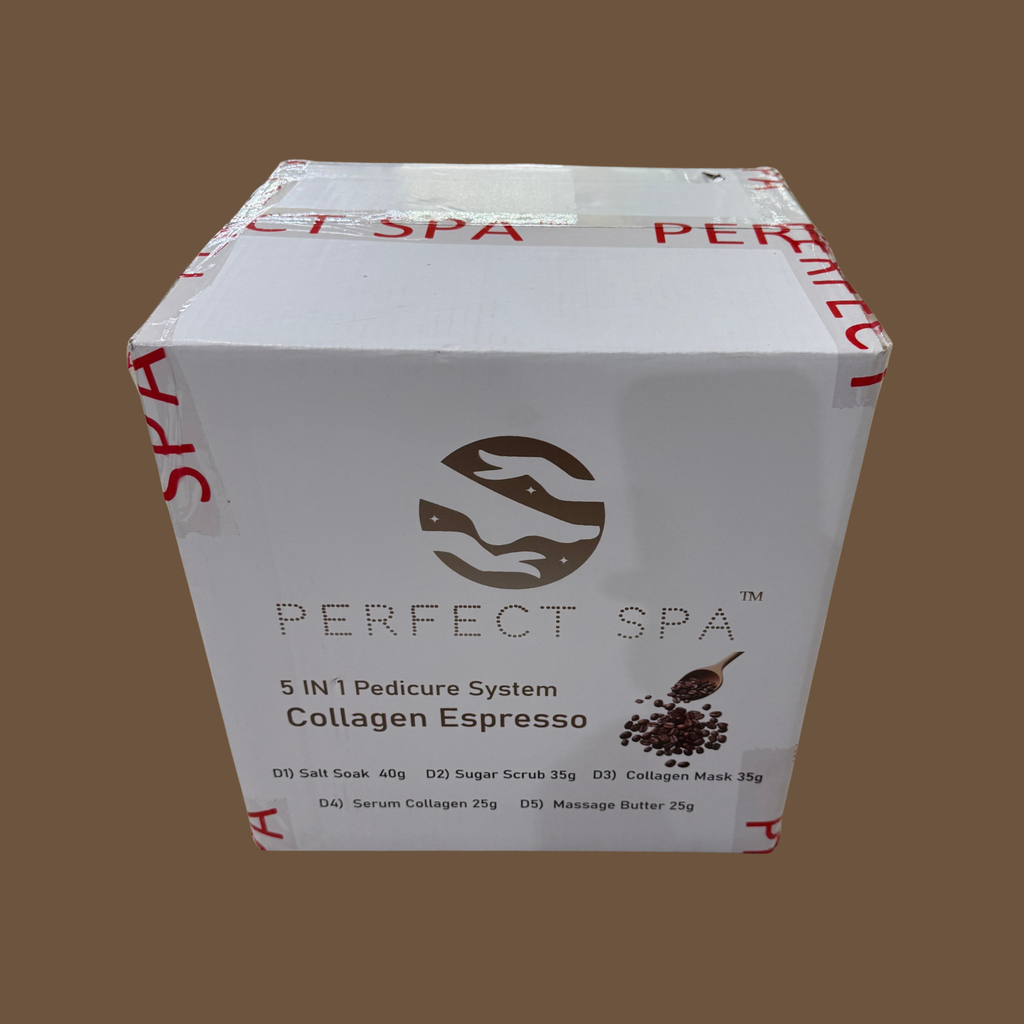 Perfect Spa Collagen Espresso – 5-in-1 Pedicure Kit (Box of 50) | Nourishing & Detoxifying Collagen Pedicure