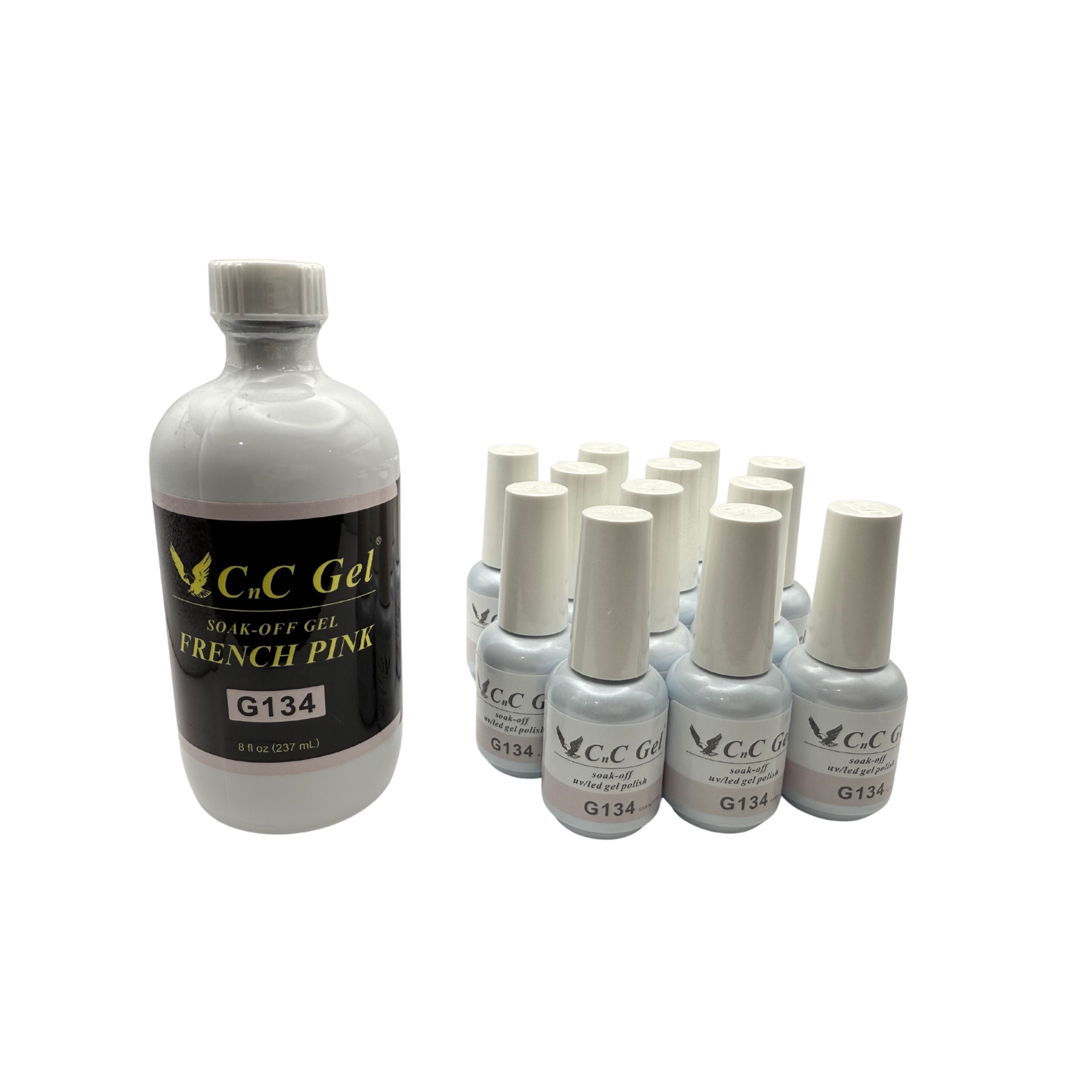 CnC Gel French Pink (G134) - Soak-Off Gel - 8oz + 12 Free 0.5oz Bottles