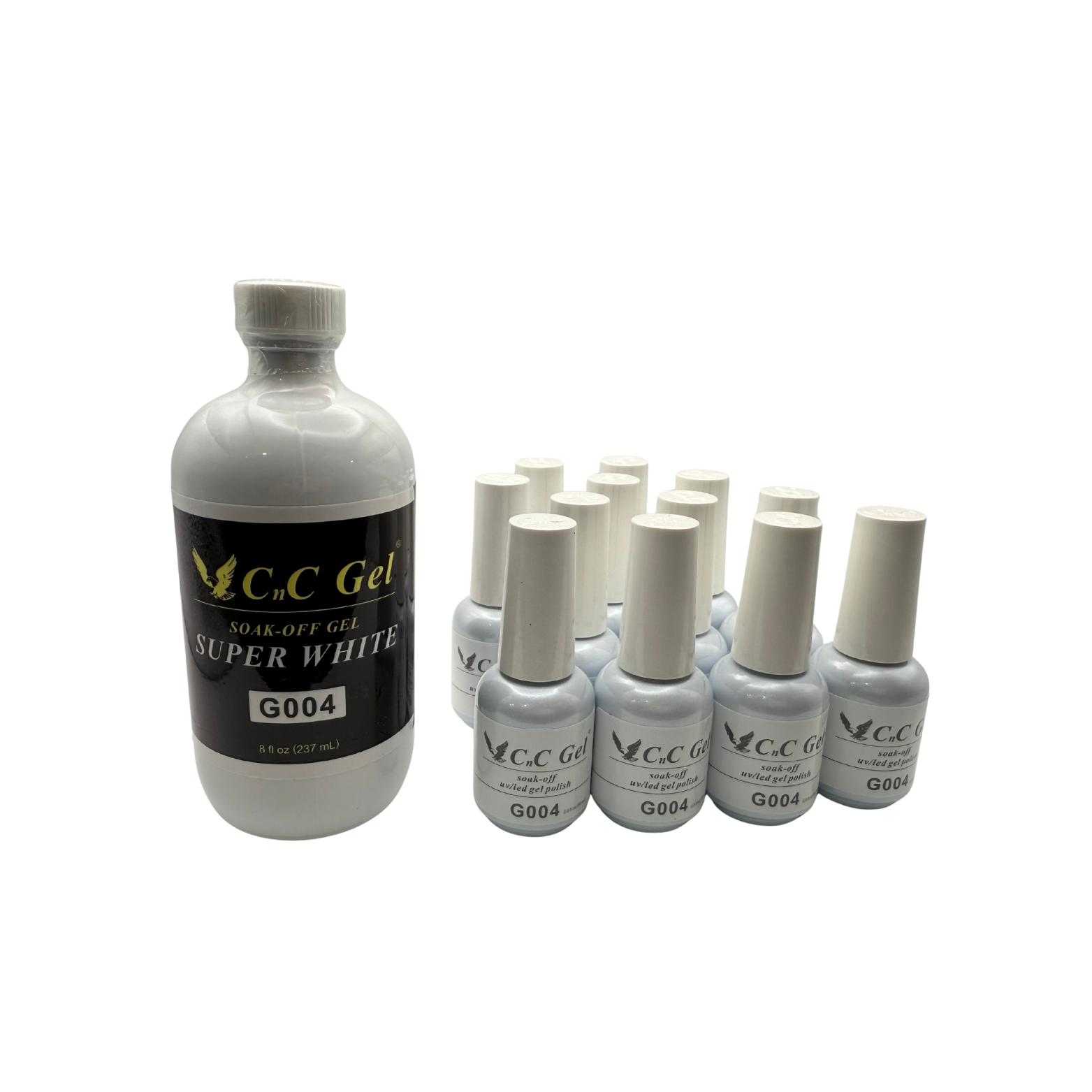 CnC Gel Super White (G004) - Soak-Off Gel - 8oz + 12 Free 0.5oz Bottles