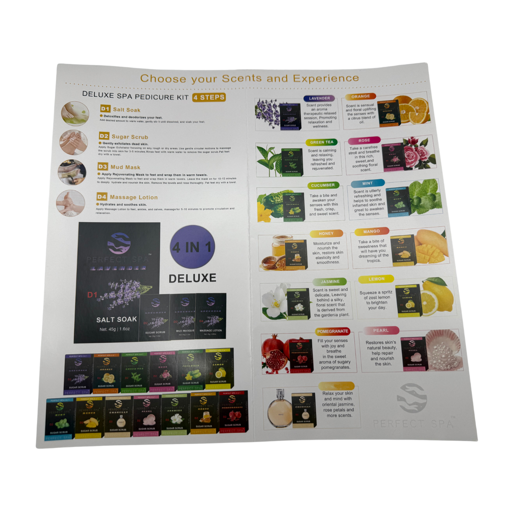 Perfect Spa Lavender 4-Step Pedicure Kit – Box of 50 | Relaxing & Rejuvenating Pedicure System