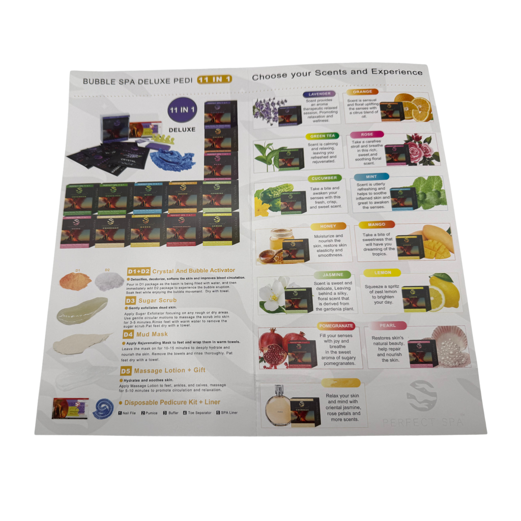 Perfect Spa Hawaii Volcano - The Kilauea Volcano Perfect No.5 11-in-1 Pedicure Kit – Box of 36 | Luxury Perfume-Inspired Bubble Spa