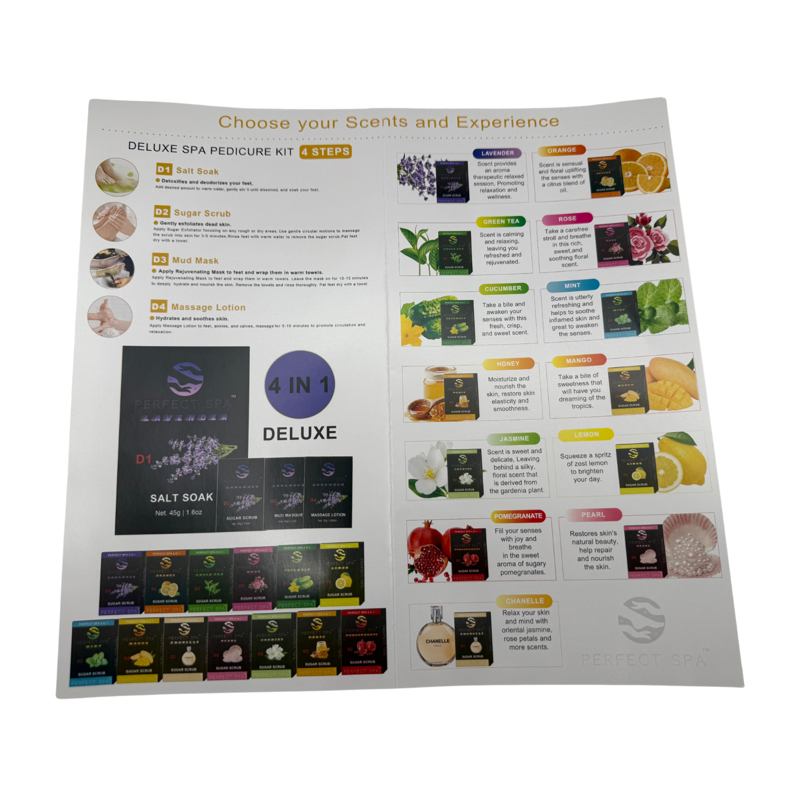 Perfect Spa Cucumber 4-Step Pedicure Kit – Box of 50 | Cooling & Refreshing Pedicure Treatment