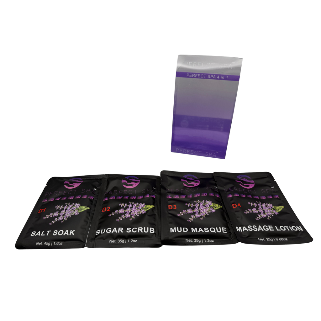 Perfect Spa Lavender 4-Step Pedicure Kit – Box of 50 | Relaxing & Rejuvenating Pedicure System